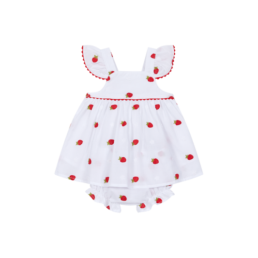 PRE ORDER Deolinda White Strawberry Dress & Bloomer Set 6306