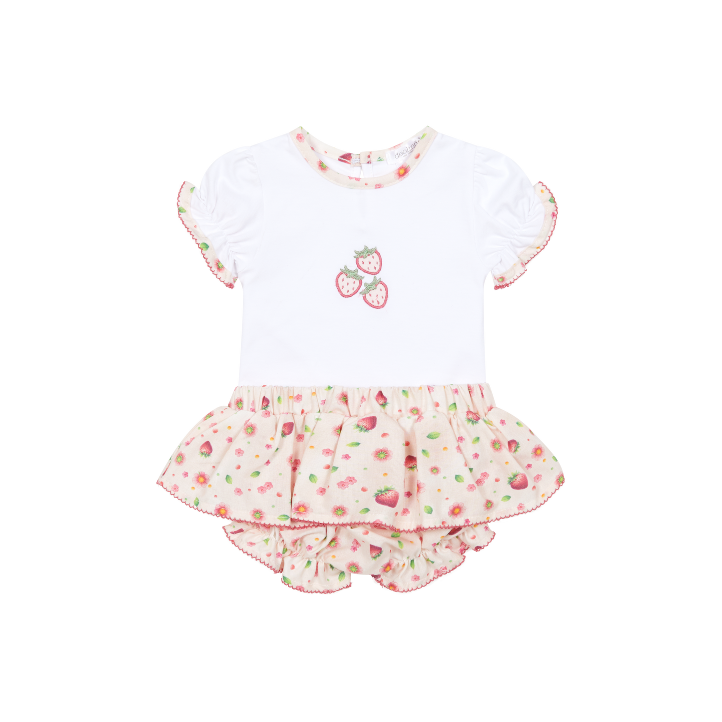 Deolinda Girls Beige Strawberry Bloomer Set 6604