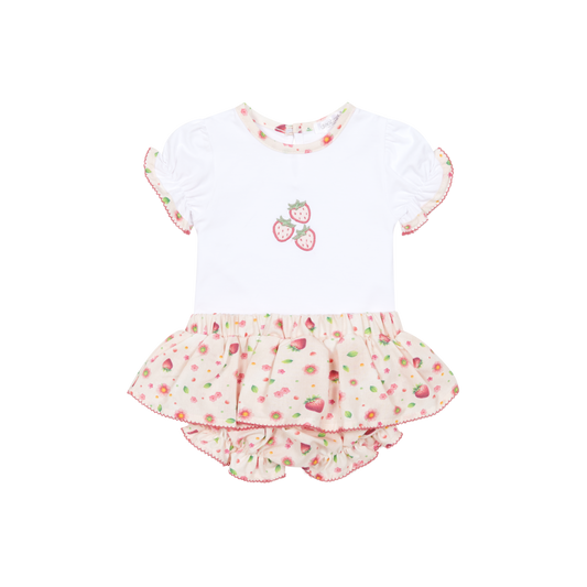 PRE ORDER Deolinda Girls Beige Strawberry Bloomer Set 6604