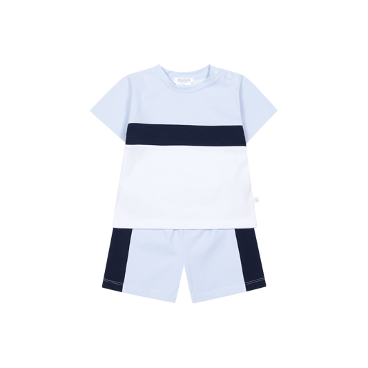 Deolinda Boys Navy & Sky Blue Contrast Short Set 6731