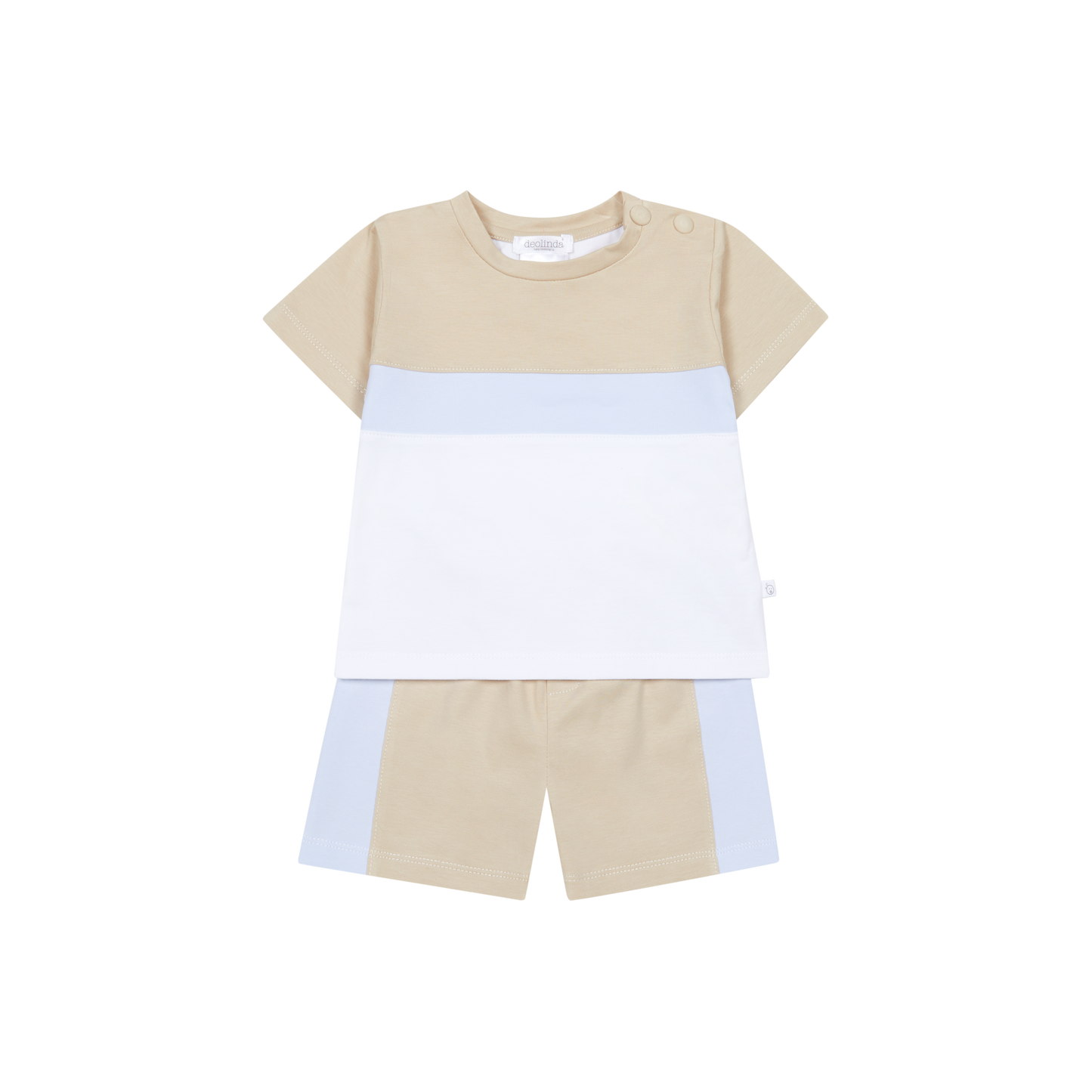 Deolinda Boys Beige & Navy Contrast Short Set 6731