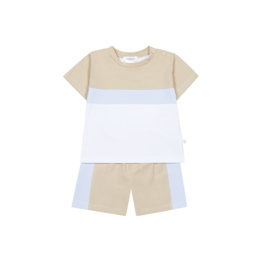 Deolinda Boys Beige & Navy Contrast Short Set 6731