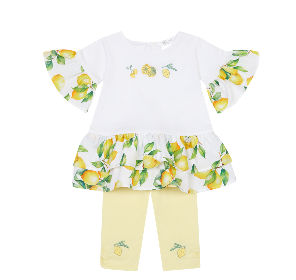 PRE ORDER Deolinda White Lemon Print Legging Set 6747
