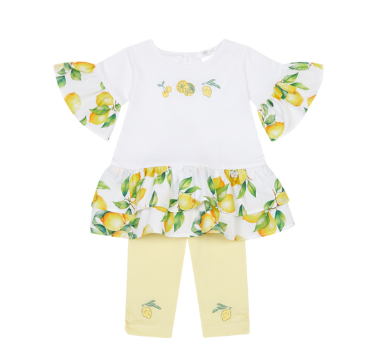 PRE ORDER Deolinda White Lemon Print Legging Set 6747