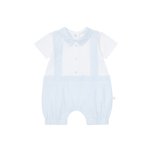 Deolinda Baby Boy Blue and White Short Dungaree Romper 25806