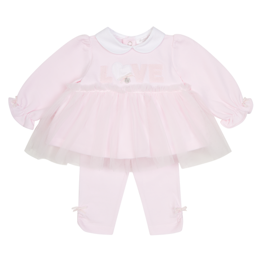 Deolinda Baby Girl Pink Tulle Legging Set 25707