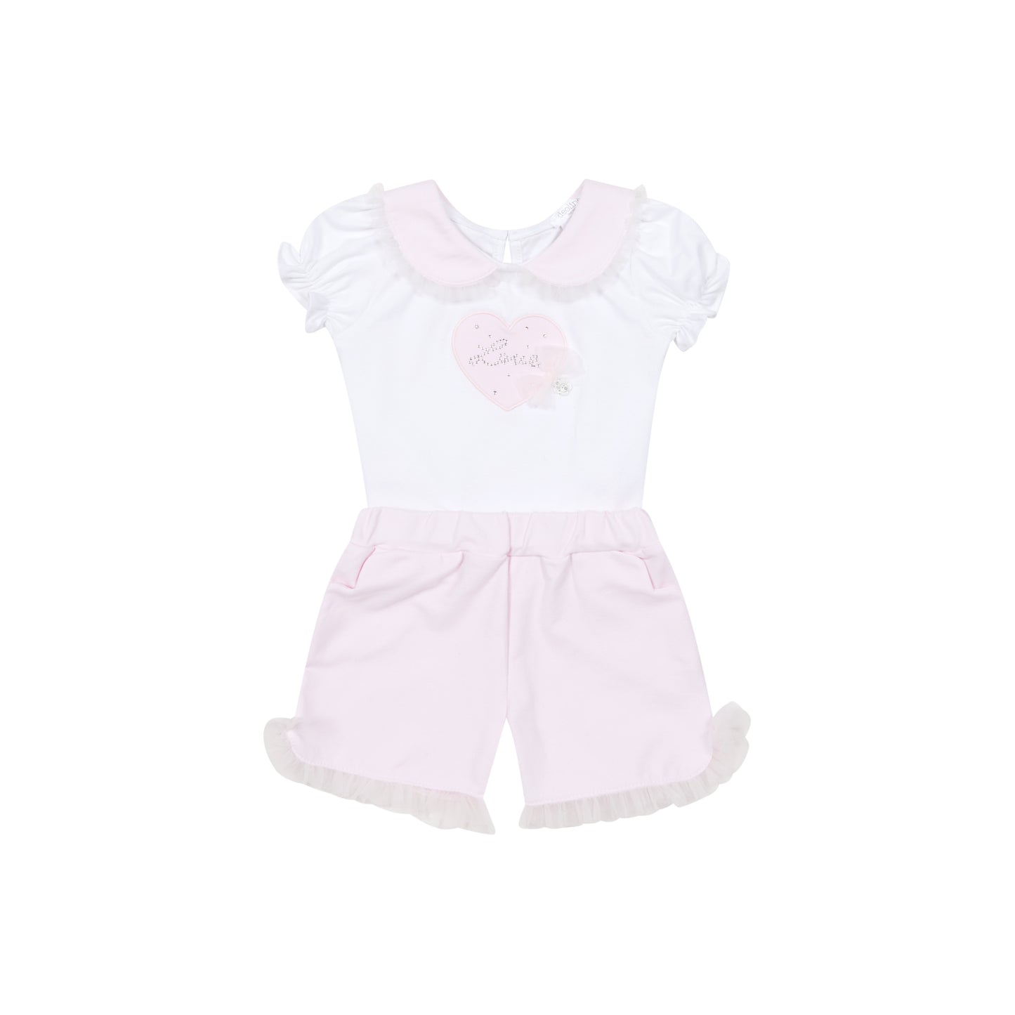 Deolinda Girls Pink Love Tulle Short Set 6713