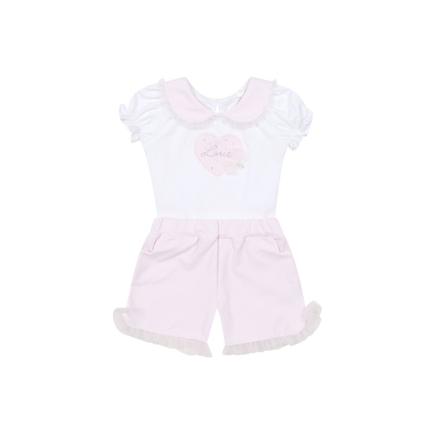 Deolinda Girls Pink Love Tulle Short Set 6713