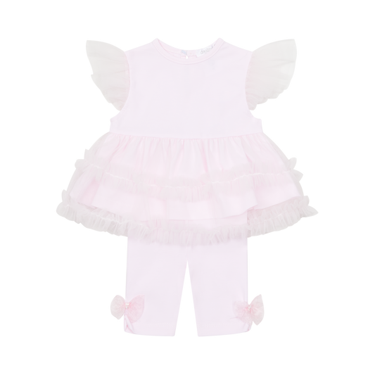 Deolinda Baby Girl Pink Tulle Ruffle Legging Set 251308