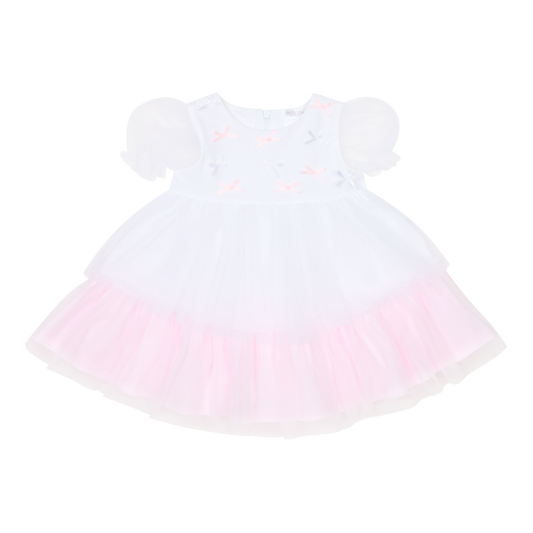 Deolinda Baby Girl's White Tulle Bow Summer Dress 25425