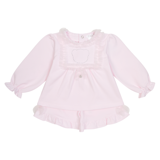 Deolinda Baby Girl Pink Tulle Teddy Short Set 25738