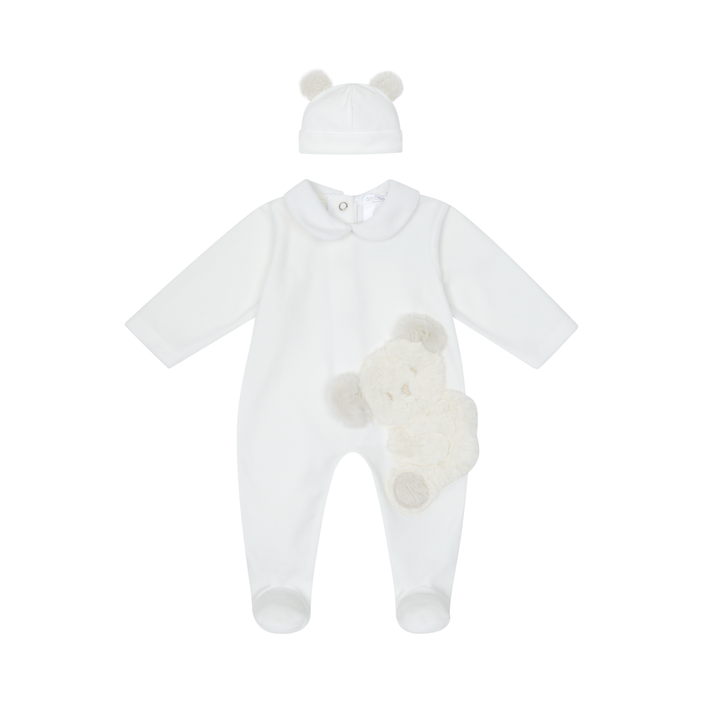 Deolinda Unisex White Teddy Babygrow&Hat Set 25119