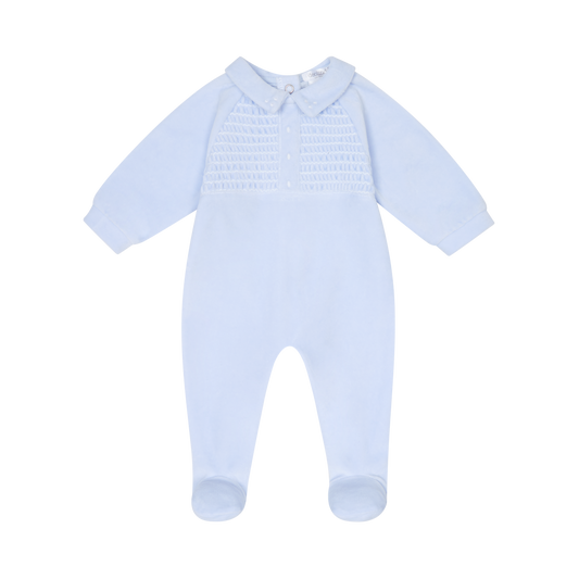 Deolinda Baby Boy Blue Velour Babygrow 25134