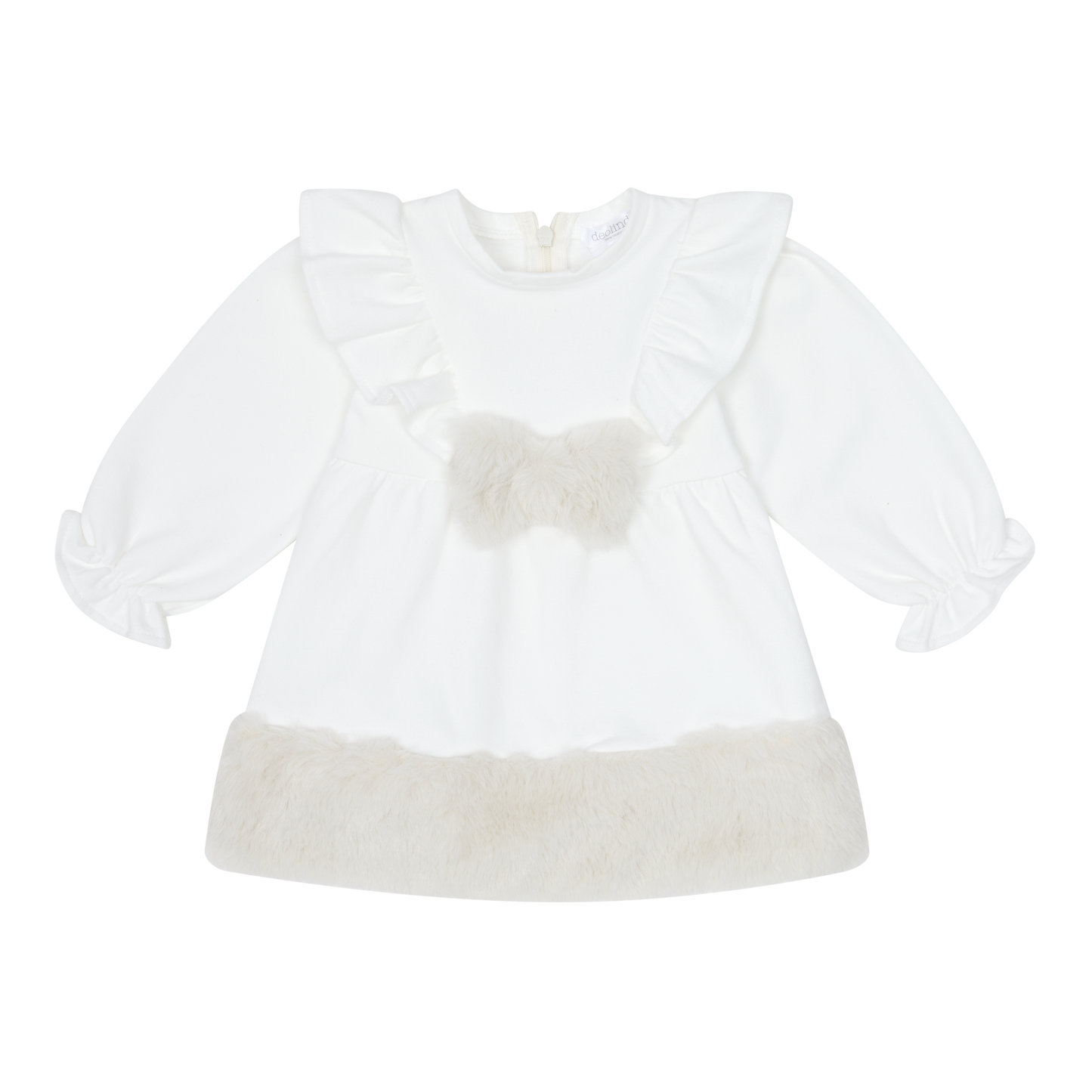 Deolinda Baby Girl White Fur Dress 25410