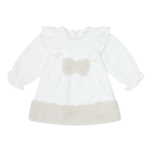 Deolinda Baby Girl White Fur Dress 25410