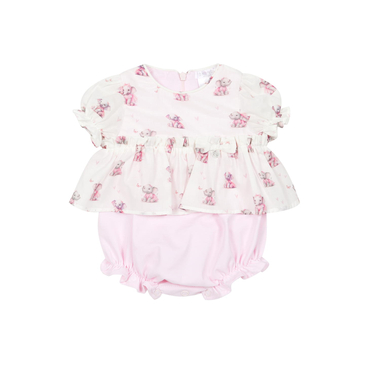 Deolinda Girls Pink Elephant Printed Romper 6501