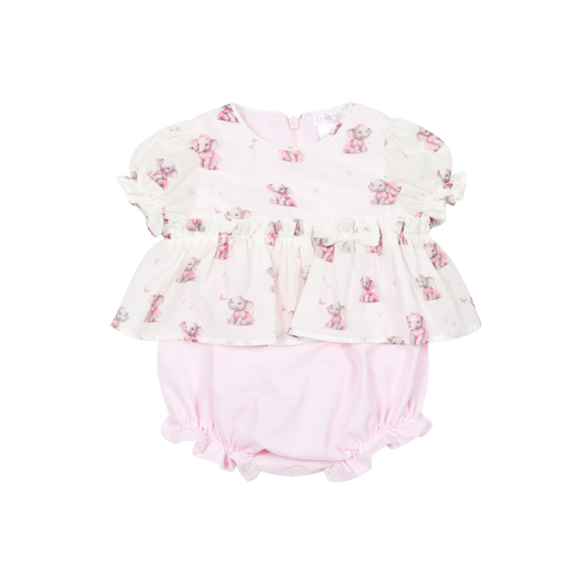 Deolinda Girls Pink Elephant Printed Romper 6501