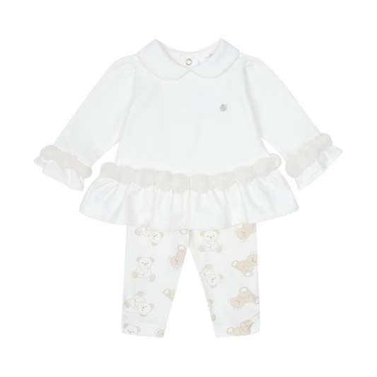 Deolinda Baby Girl White Fur Legging Set 25717