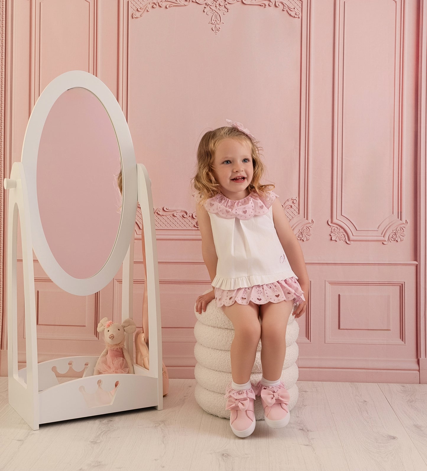 Little A White Broderie Anglaise Jam Pant Set Orla