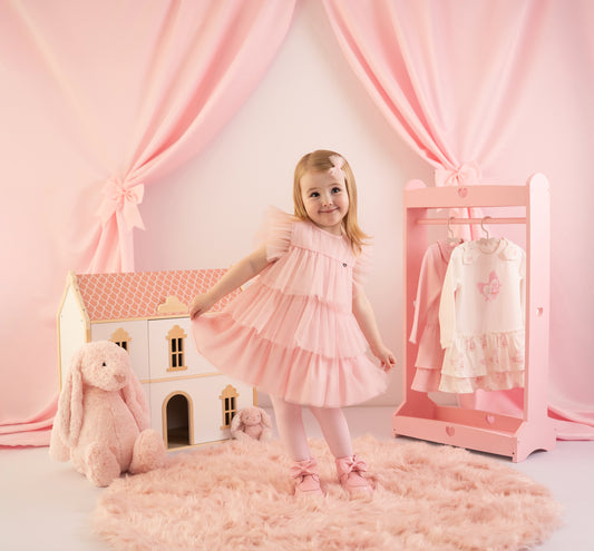 Little A Girls Pink Tiered Tulle Dress Khloe