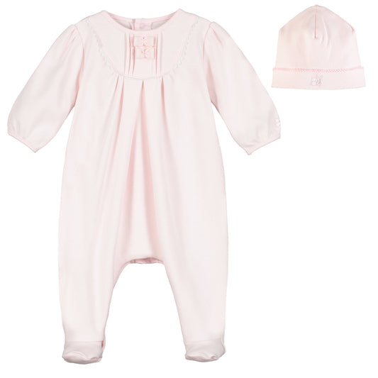 Emile Et Rose Girls Pink Bow Babygrow & Hat Set Shantel