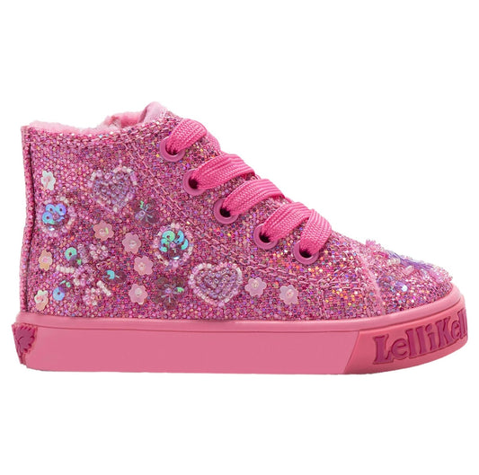 Lelli Kelly Toddler Girls Pink Glitter Heart Hi Tops Dafne