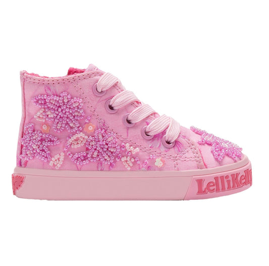 Lelli Kelly Toddler Girls Pink Glitter Flower Hi Tops Brooke