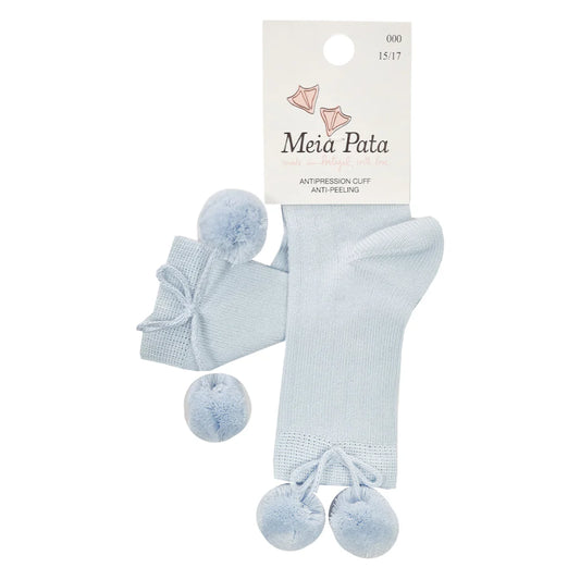 Meia Pata Blue Pom Pom Knee High Sock