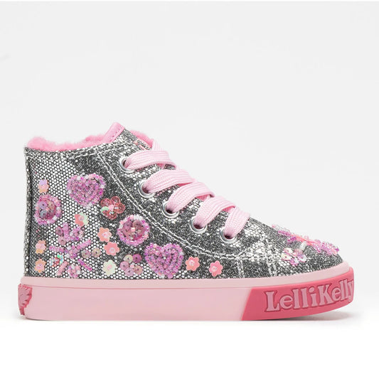 Lelli Kelly Toddler Girls Silver Glitter Hi Tops Dafne