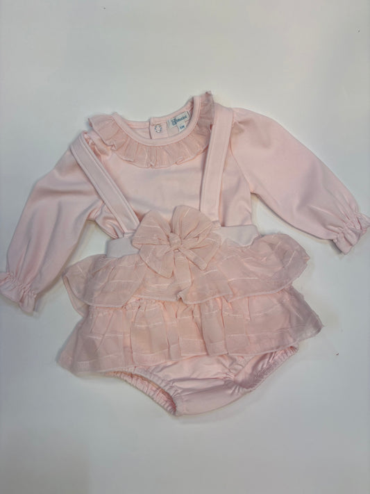 Mintini Baby Girl Pink Ruffle Romper Set 6723