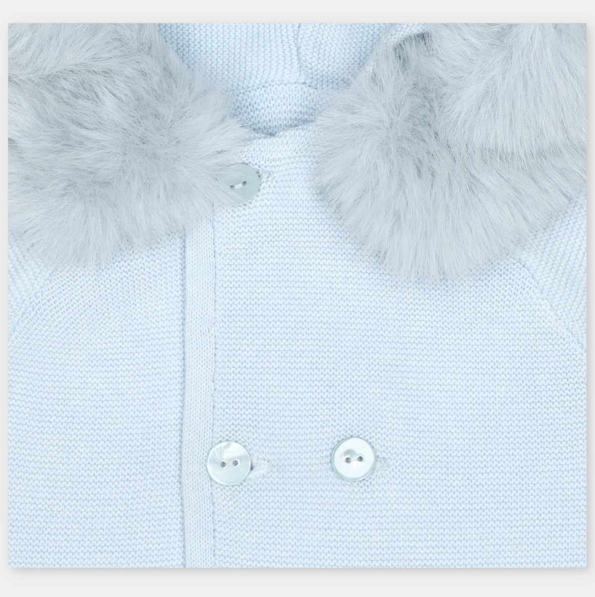 Martin Aranda Baby Blue Knit Fur Hooded Coat 10331