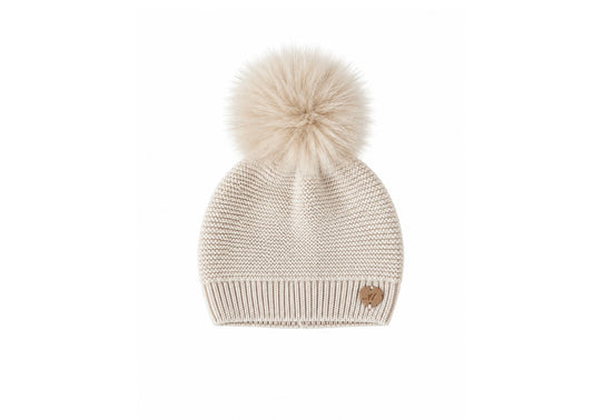 Martin Aranda Baby Beige Knit Pom Pom Hat 033