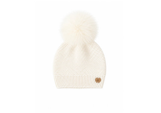 Martin Aranda Baby White Knit Pom Pom Hat 033
