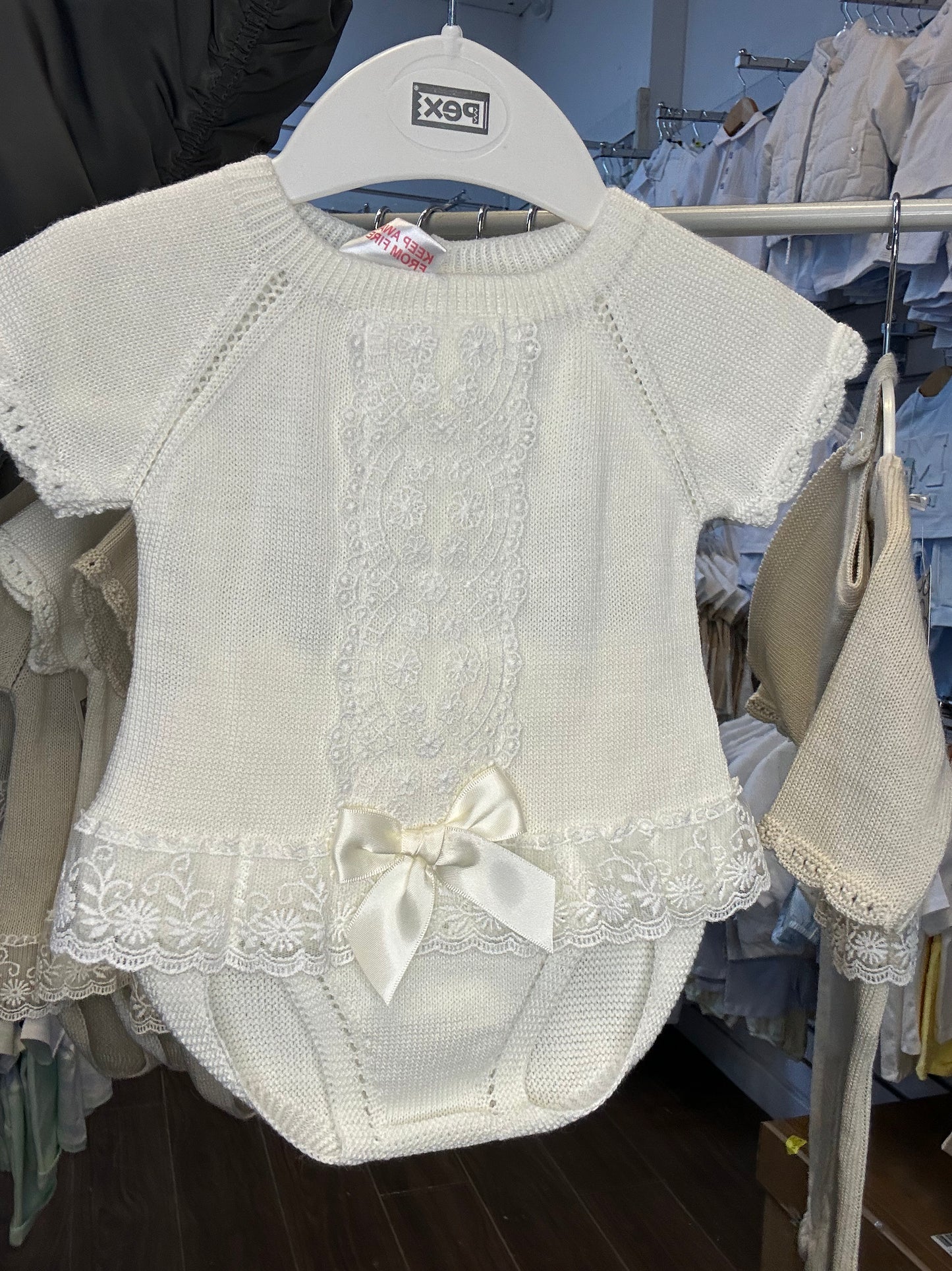 PEX Baby Girl Ivory Knitted Lace Pants Suit Lara