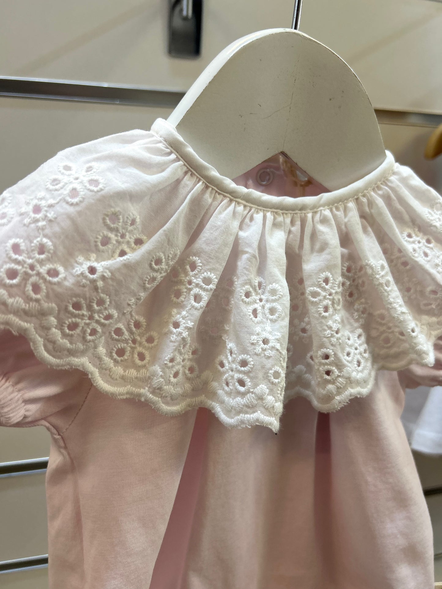 Baby Gi Girls Pink Broderie Anglaise Romper BG46GM