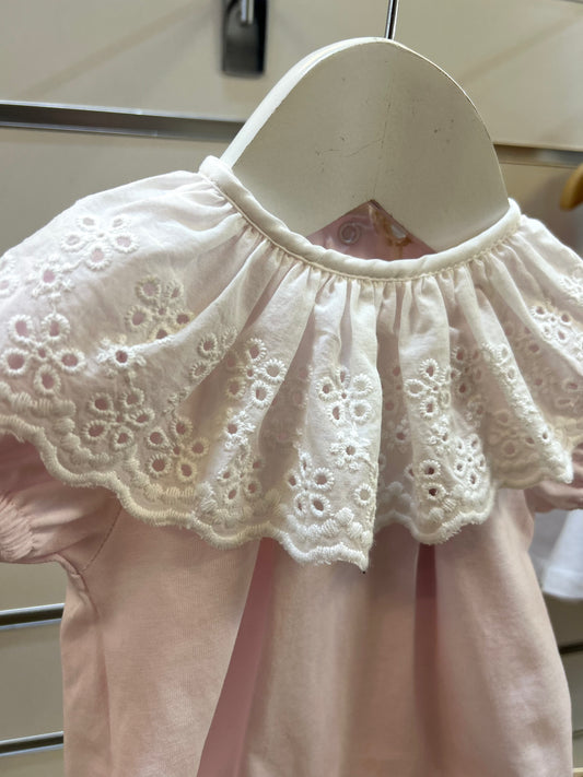 Baby Gi Girls Pink Broderie Anglaise Romper BG46GM