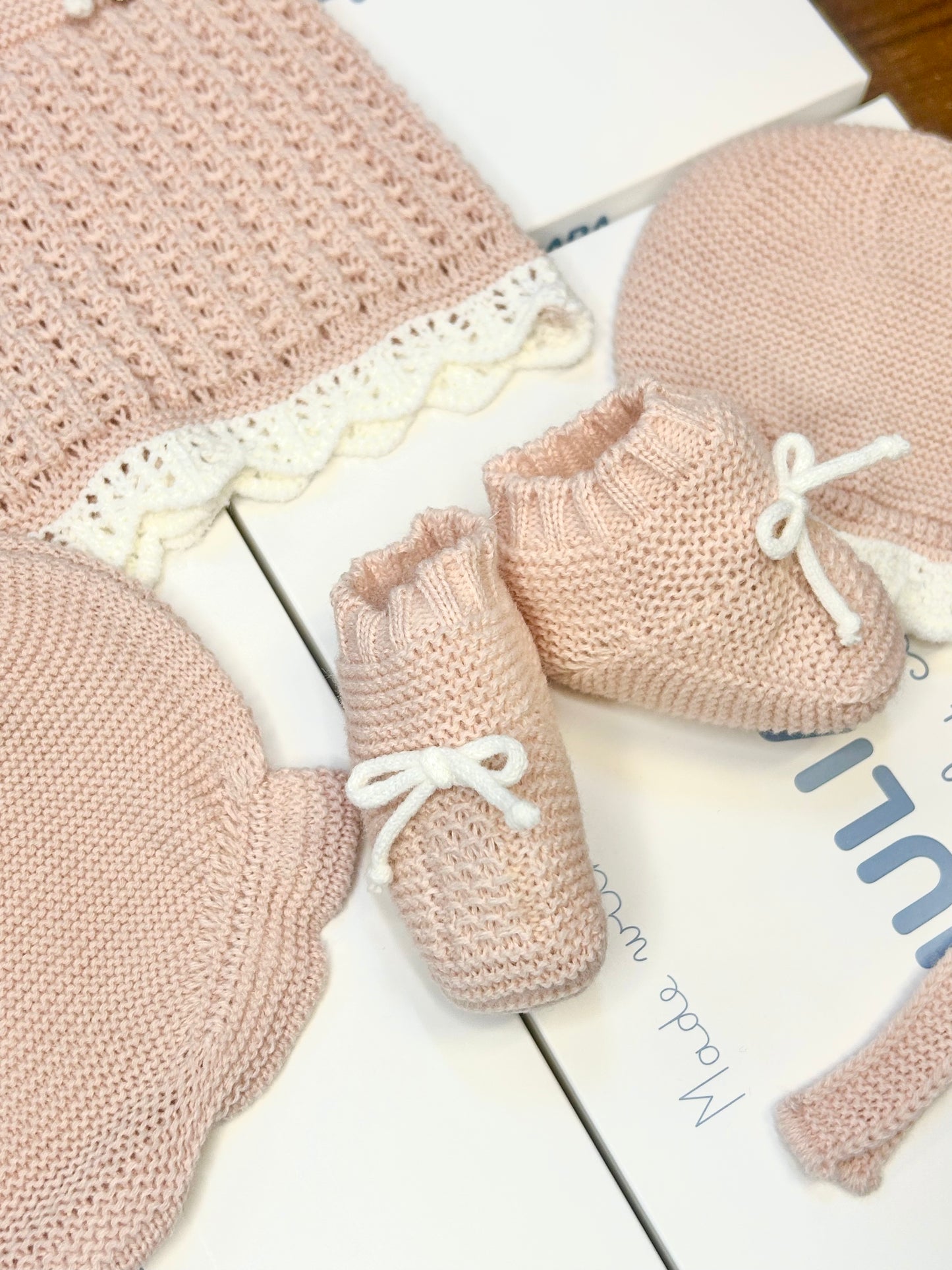 Juliana Baby Girl Pink Knitted Pant Set With Booties 26579