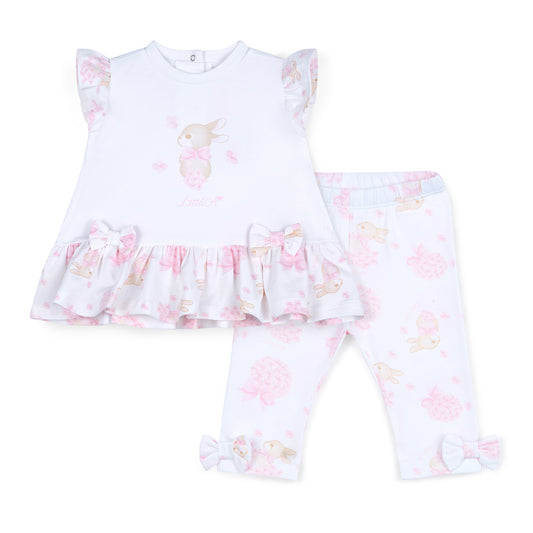 PRE ORDER Little A Baby Girls White Bunny Print Legging Set Alexa