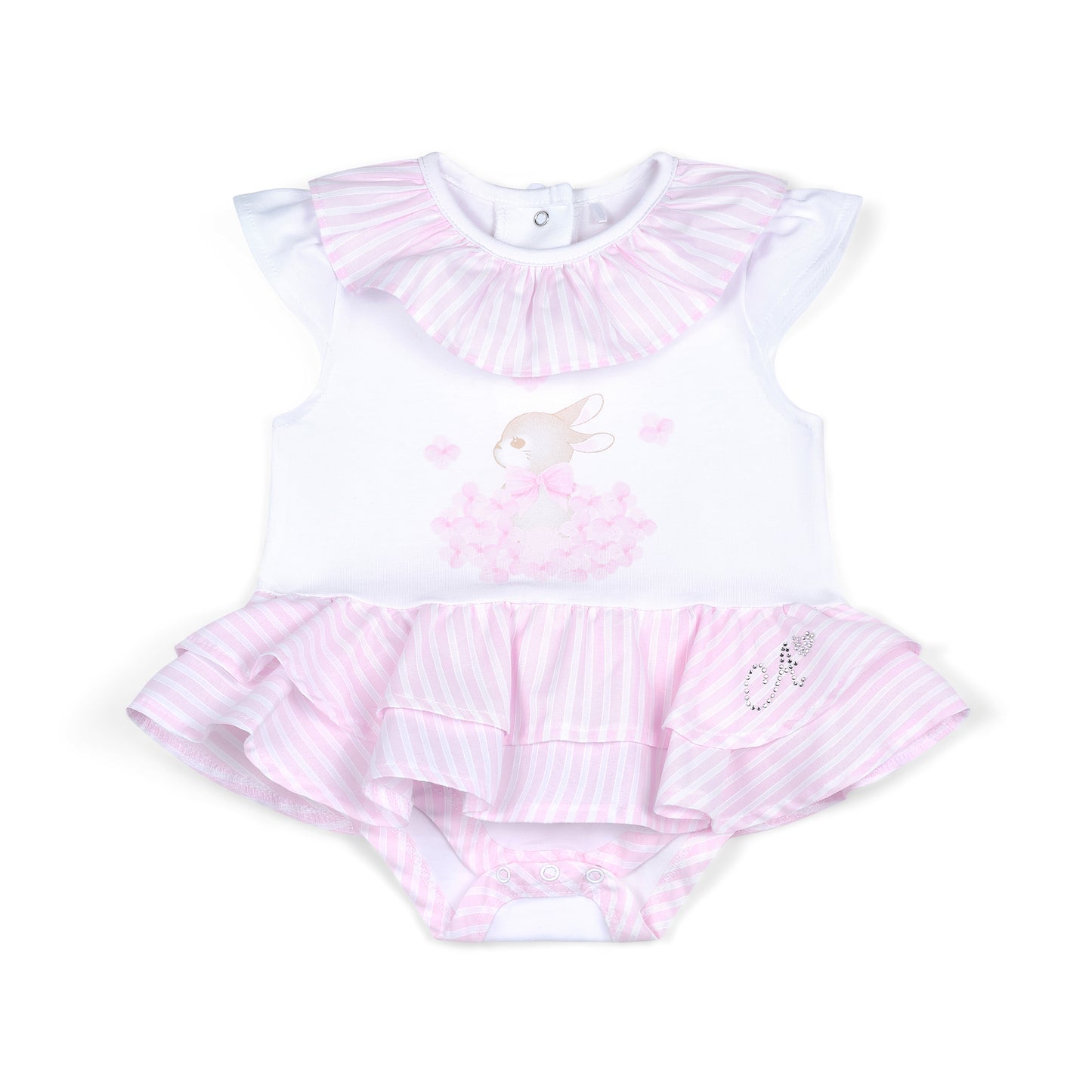 PRE ORDER Little A Baby Girls White Bunny Seersucker Frill Romper Annie