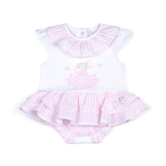 PRE ORDER Little A Baby Girls White Bunny Seersucker Frill Romper Annie