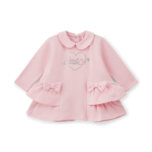 Little A Girls Pink Frill Bow Dress Juniper
