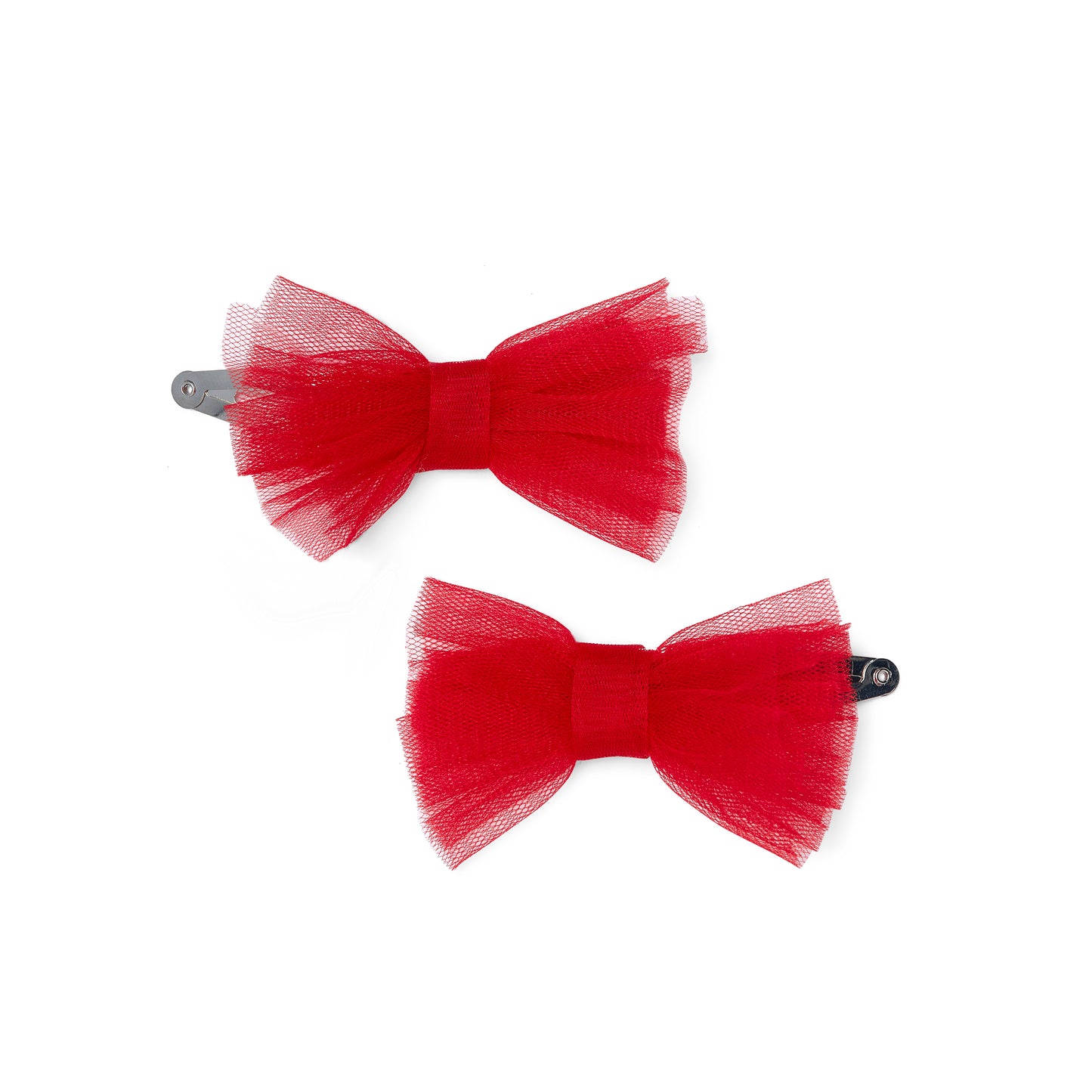 Little A Red Tulle Bow Hair Clips Kaylee