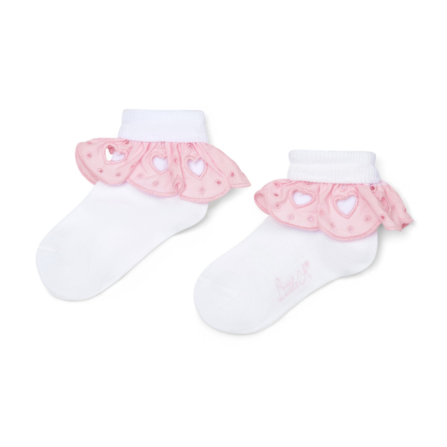 Little A White & Pink Tulle Ankle Socks Ona