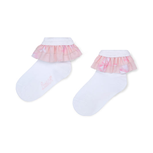 Little A White Bow Printed Frill Socks Odette