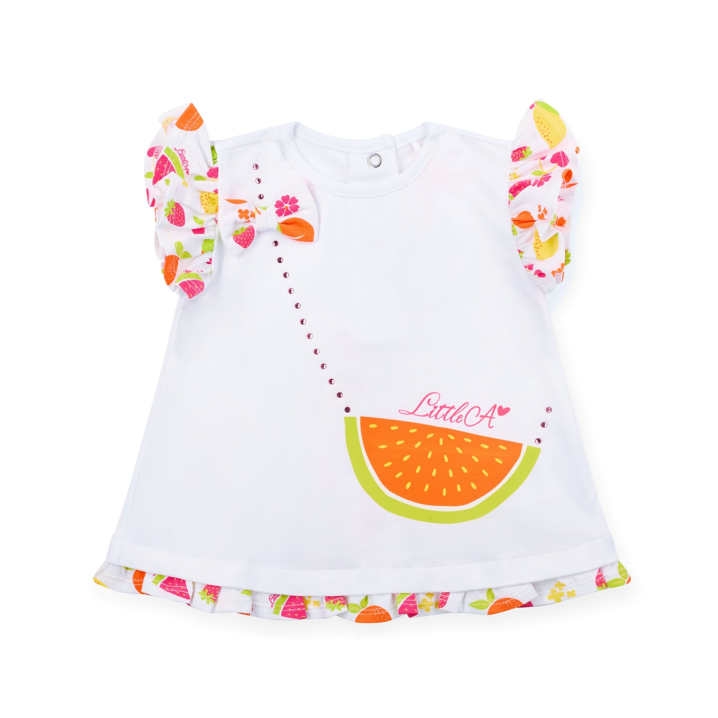 PRE ORDER Little A White Fruit Printed Legging Set Palmer
