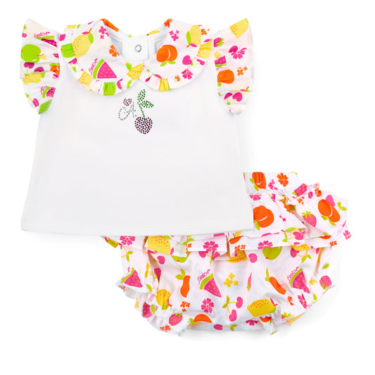 PRE ORDER Little A White Fruit Printed Jam Pant Set Pippa