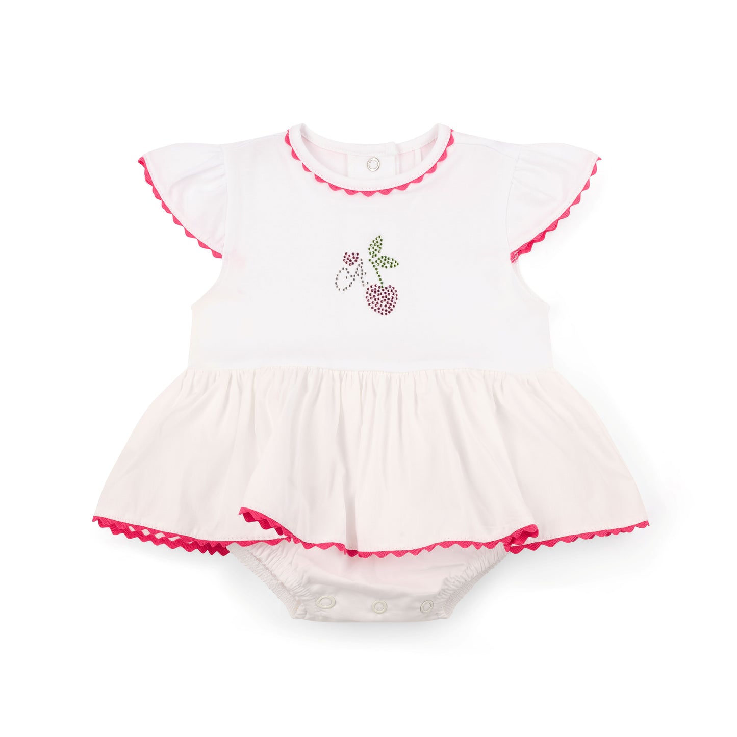 PRE ORDER Little A White Cherry Frill Romper Peggy