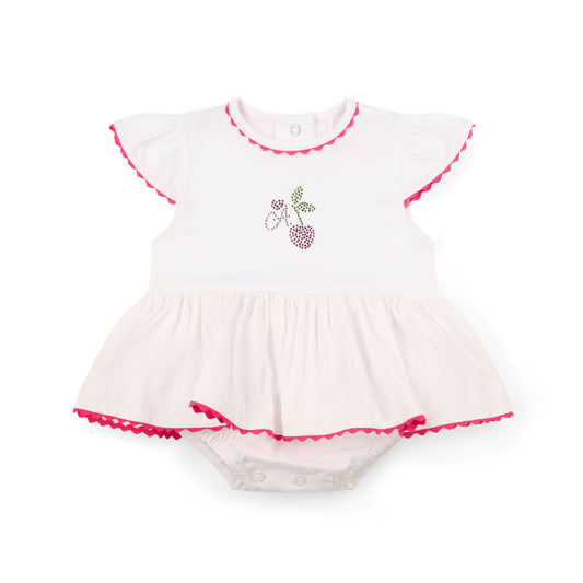 PRE ORDER Little A White Cherry Frill Romper Peggy
