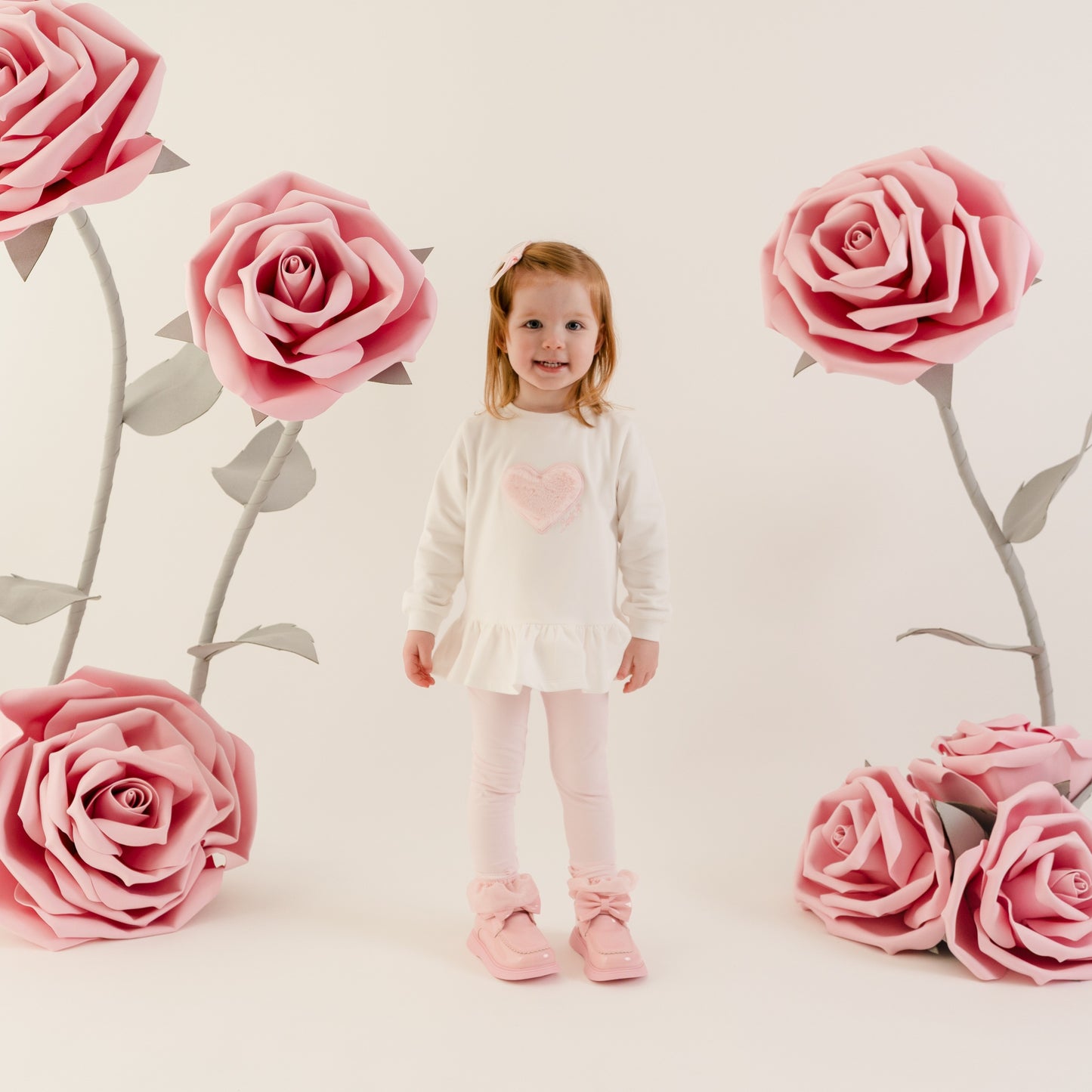 PRE ORDER Little A Baby Girls Pink Fur Heart Legging Set Demi