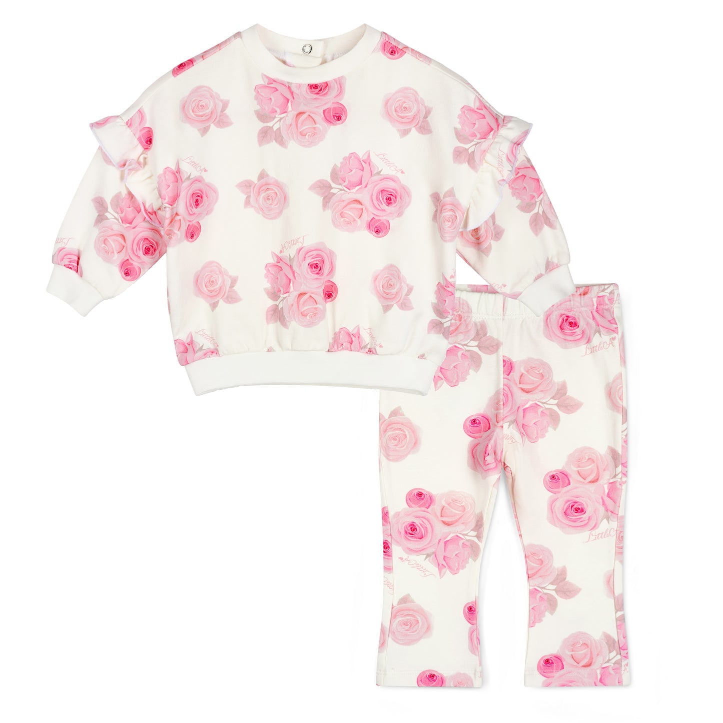 PRE ORDER Little A Girls White Rose Print Tracksuit Dakota